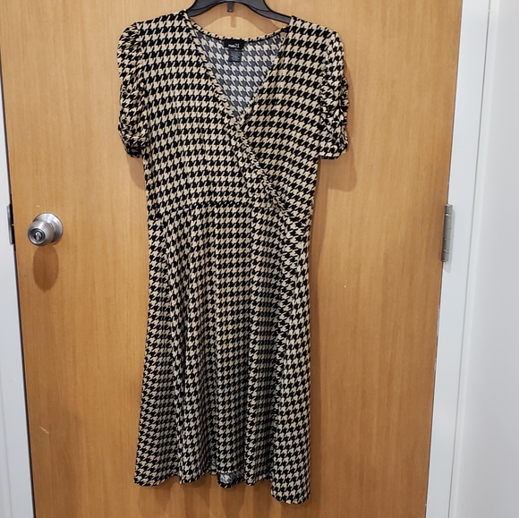 Rue 21 Short Sleeve Front Wrap Brown black fit flare dress tunic XL - Picture 5 of 15